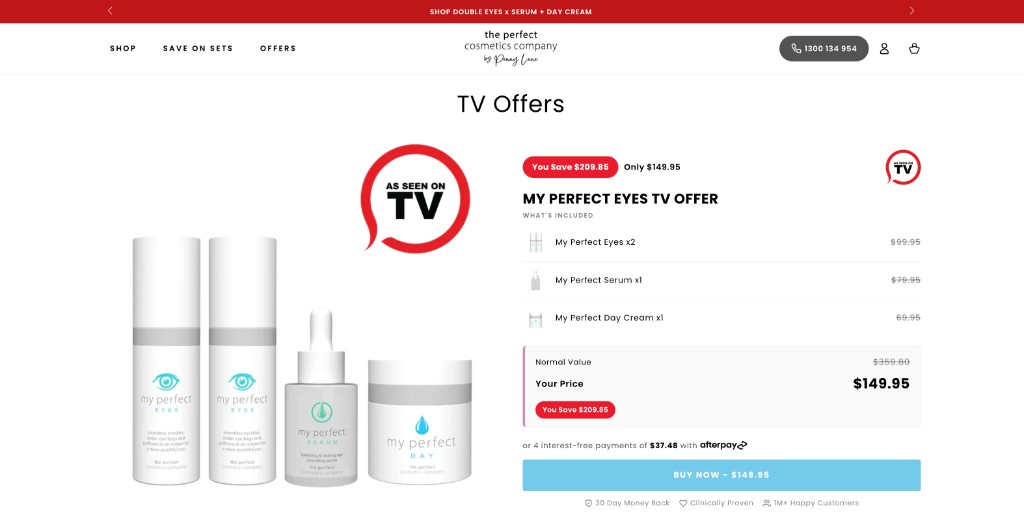 The Perfect Cosmetics Company TV offer page